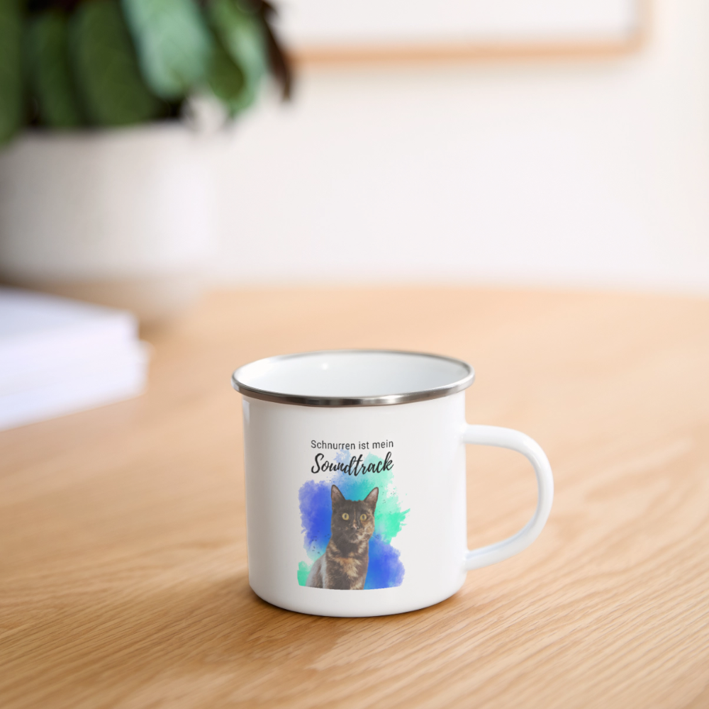 LiNBW. Emaille-Tasse Schnurren ist mein Soundtrack - Weiß