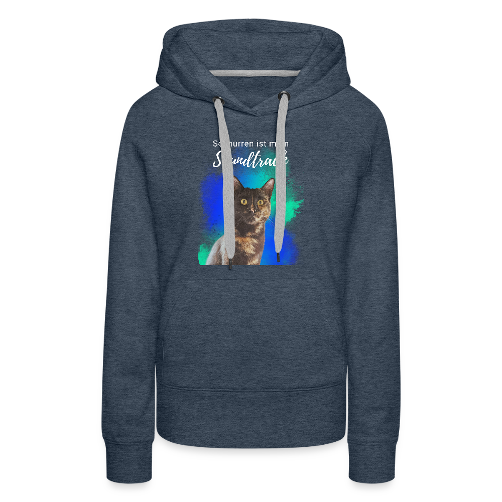 LiNBW. Frauen Hoodie Schnurren ist mein Soundtrack - Jeansblau