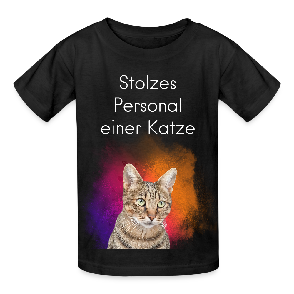 LiNBW. Kinder T-Shirt Stolzes Personal einer Katze - Schwarz