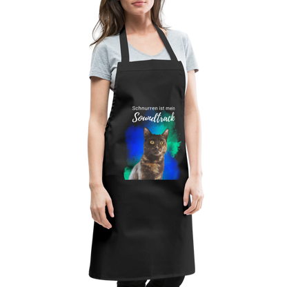 Kochschürze „Schnurren ist mein Soundtrack“ – Katzen-Liebe trifft Küchenkunst - Schwarz