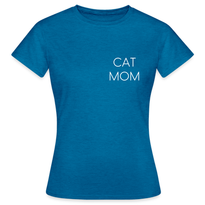 LiNBW. Frauen T-Shirt Stolzes Personal einer Katze - Antikblaues Saphir meliert