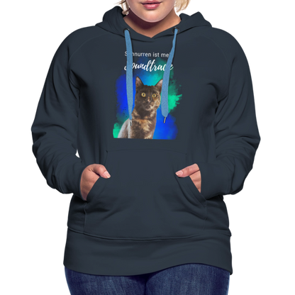 LiNBW.  Frauen Hoodie Schnurren ist mein Soundtrack - Navy