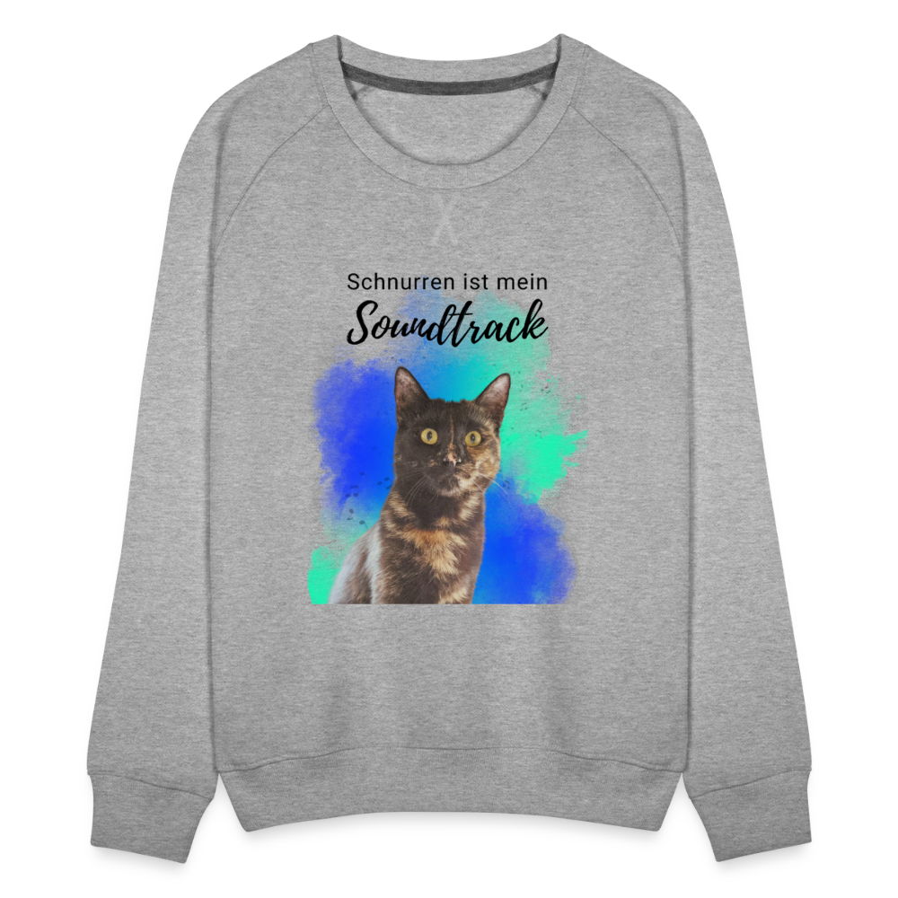 LiNBW. Frauen Pullover Schnurren ist mein Soundtrack - Grau meliert