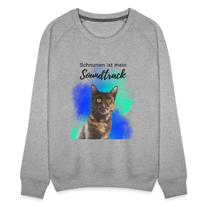 LiNBW. Frauen Pullover Schnurren ist mein Soundtrack - Grau meliert