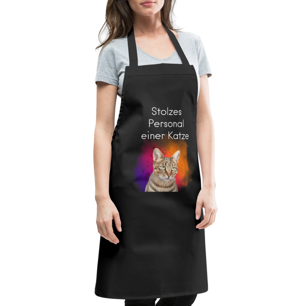 Kochschürze „Stolzes Personal einer Katze“ – Für wahre Katzenbedienstete - Schwarz