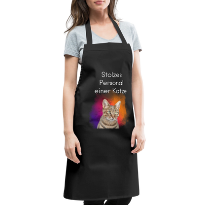 Kochschürze „Stolzes Personal einer Katze“ – Für wahre Katzenbedienstete - Schwarz