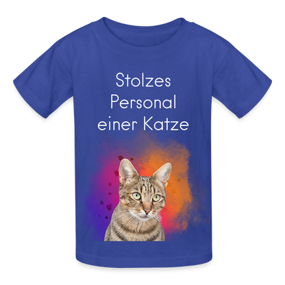 LiNBW. Kinder T-Shirt Stolzes Personal einer Katze - Royalblau