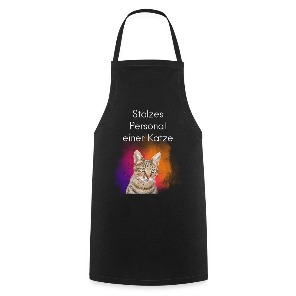 Kochschürze „Stolzes Personal einer Katze“ – Für wahre Katzenbedienstete - Schwarz