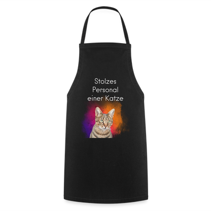Kochschürze „Stolzes Personal einer Katze“ – Für wahre Katzenbedienstete - Schwarz