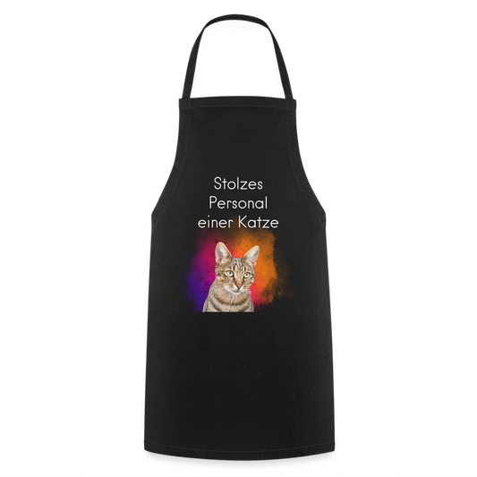 Kochschürze „Stolzes Personal einer Katze“ – Für wahre Katzenbedienstete - Schwarz