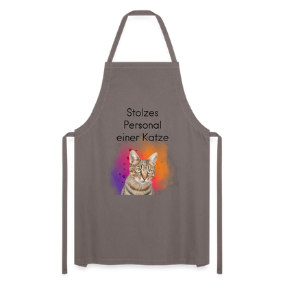 Kochschürze „Stolzes Personal einer Katze“ – Für wahre Katzenbedienstete - Grau