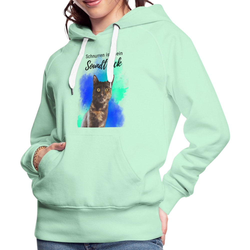 LiNBW.  Frauen Hoodie Schnurren ist mein Soundtrack - helles Mintgrün