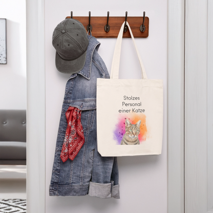 LiNBW. Stoffbeutel Stolzes Personal einer Katze - Naturweiß
