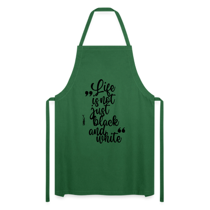 Kochschürze mit Spruch „Life is not just black and white“ – Statement für Küche & Grill - Grün