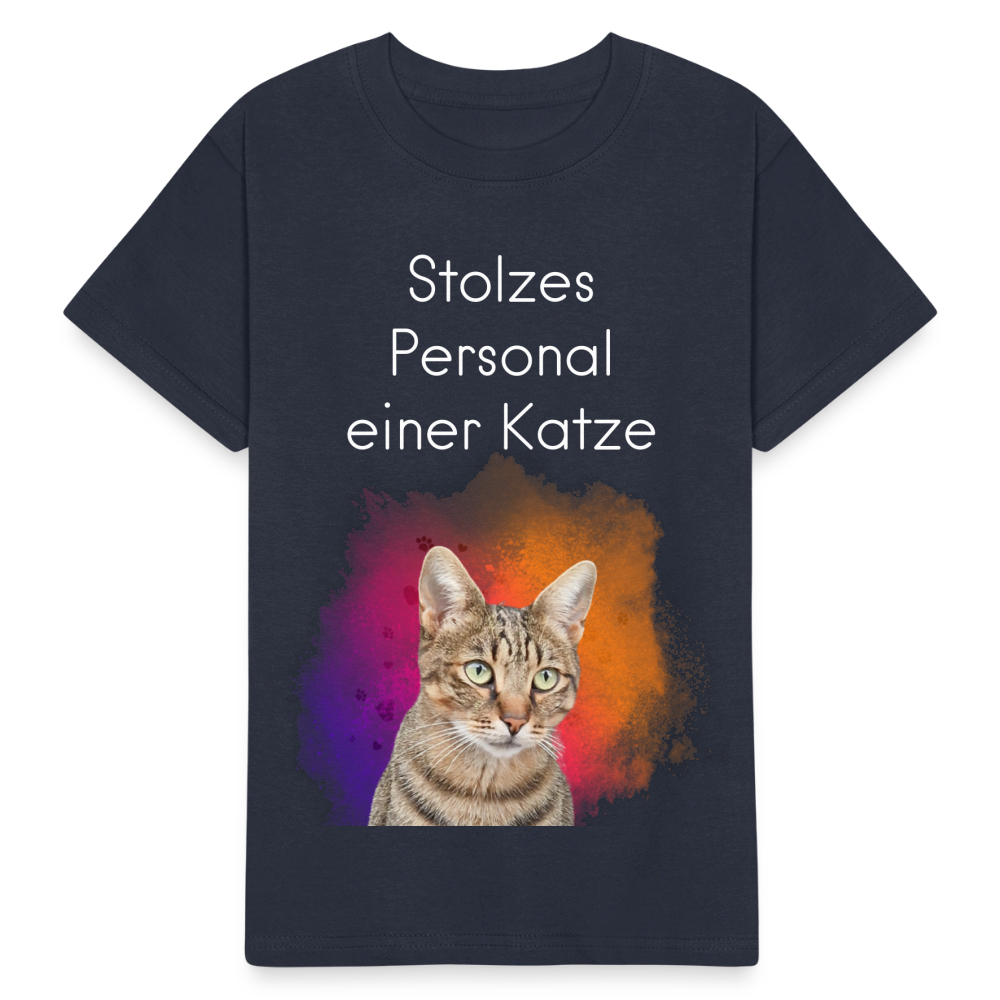 LiNBW. Kinder T-Shirt Stolzes Personal einer Katze - Navy