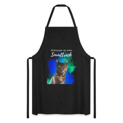 Kochschürze „Schnurren ist mein Soundtrack“ – Katzen-Liebe trifft Küchenkunst - Schwarz