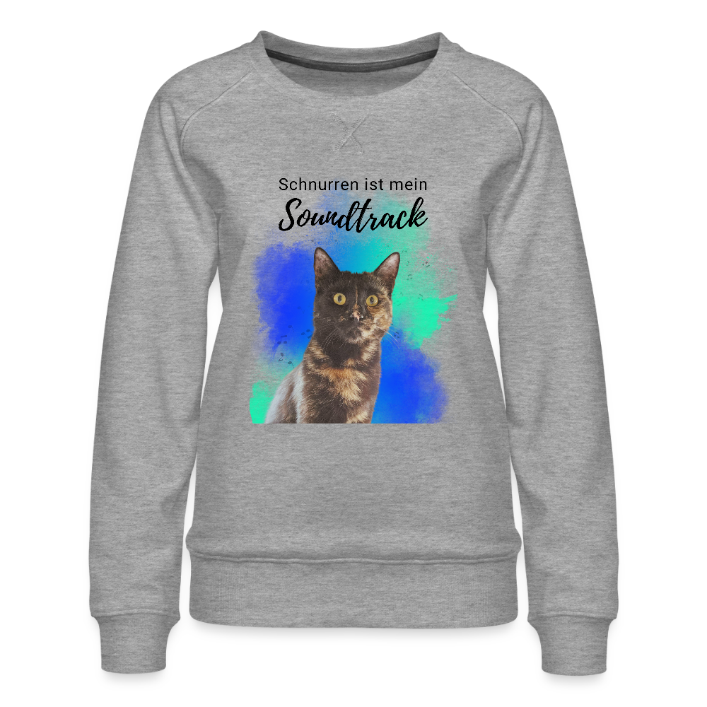 LiNBW. Frauen Pullover Schnurren ist mein Soundtrack - Grau meliert