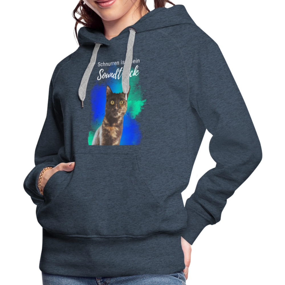 LiNBW.  Frauen Hoodie Schnurren ist mein Soundtrack - Jeansblau