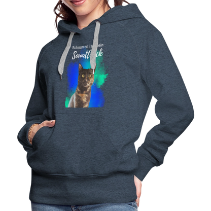 LiNBW.  Frauen Hoodie Schnurren ist mein Soundtrack - Jeansblau