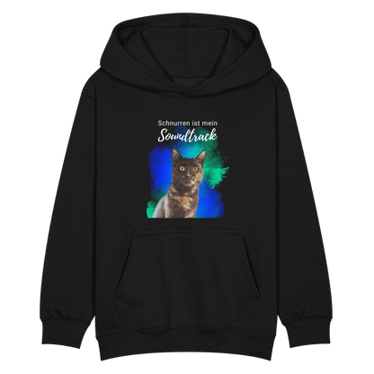 LiNBW. Kinder Hoodie Schnurren ist mein Soundtrack - Schwarz