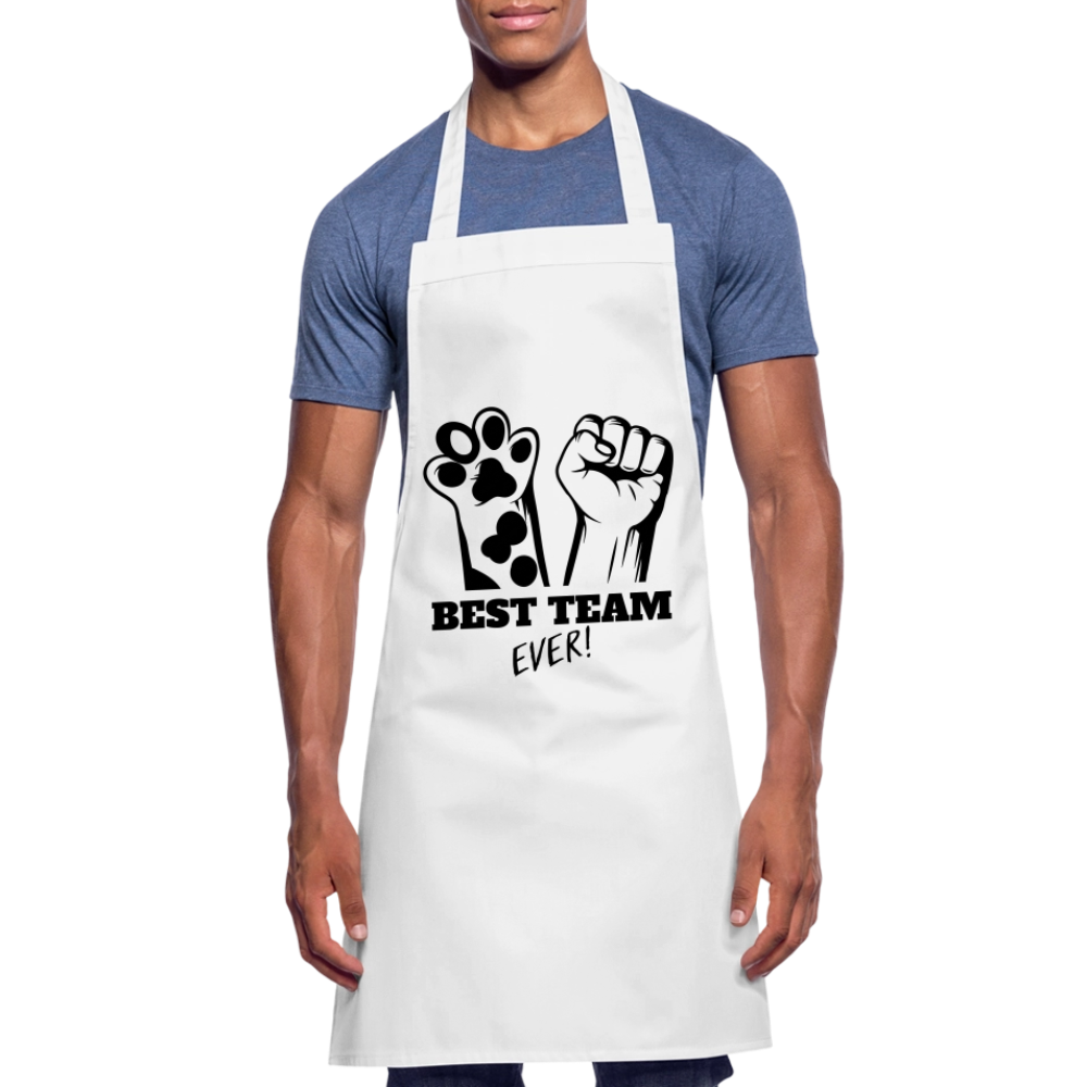 Kochschürze „Best Team Ever!“ – Mensch & Tier, unschlagbar vereint - Weiß