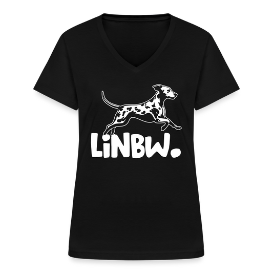 LiNBW. Frauen T-Shirt V-Ausschnitt - Schwarz