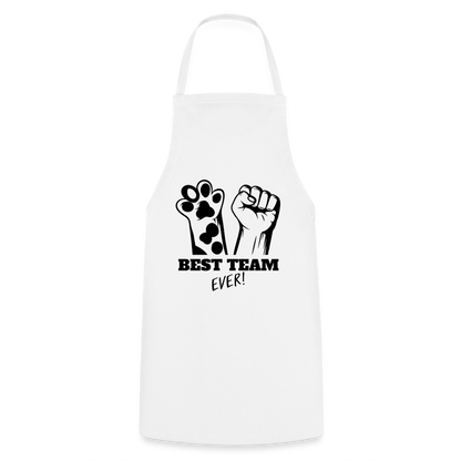 Kochschürze „Best Team Ever!“ – Mensch & Tier, unschlagbar vereint - Weiß