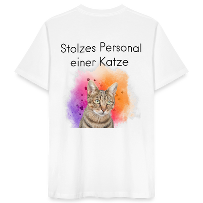 LiNBW. Männer T-Shirt Stolzes Personal einer Katze - Weiß
