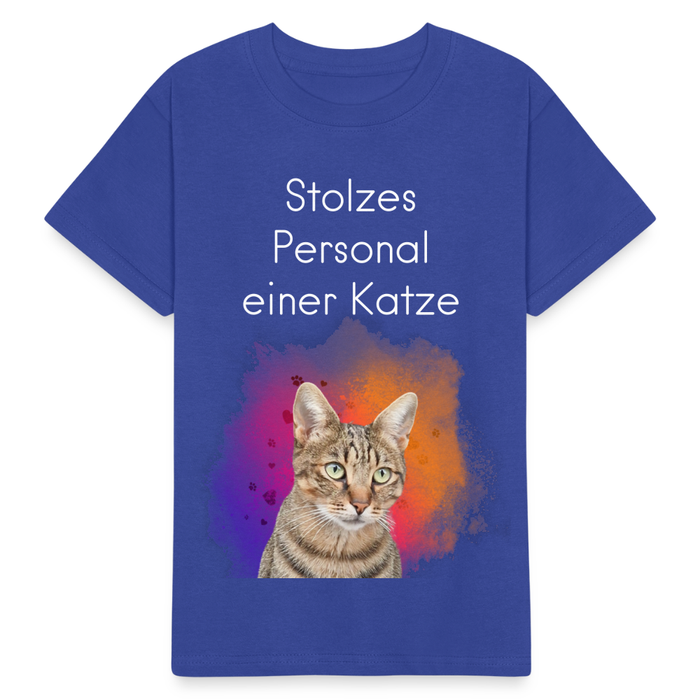 LiNBW. Kinder T-Shirt Stolzes Personal einer Katze - Royalblau