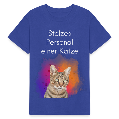 LiNBW. Kinder T-Shirt Stolzes Personal einer Katze - Royalblau