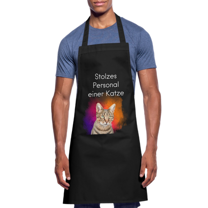Kochschürze „Stolzes Personal einer Katze“ – Für wahre Katzenbedienstete - Schwarz