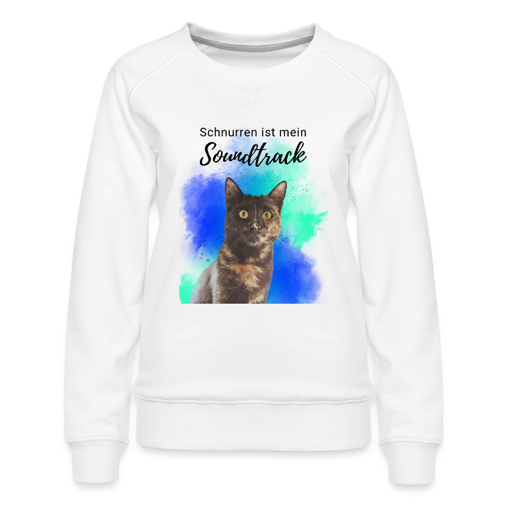 LiNBW. Frauen Pullover Schnurren ist mein Soundtrack - Weiß