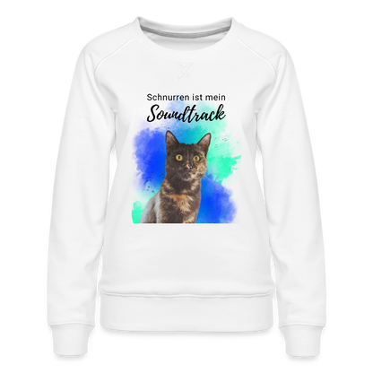 LiNBW. Frauen Pullover Schnurren ist mein Soundtrack - Weiß