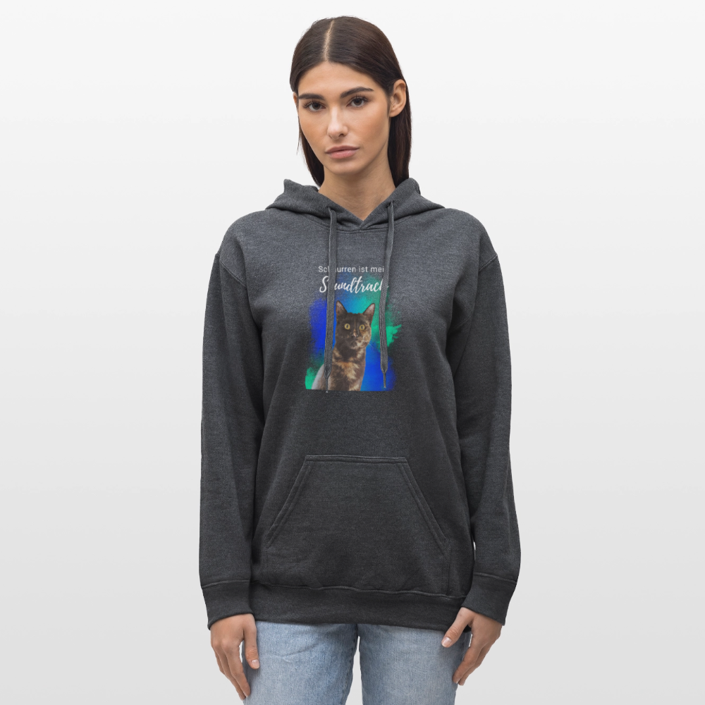 LiNBW. Männer & Frauen Hoodie Schnurren ist mein Soundtrack - Dunkelgrau meliert