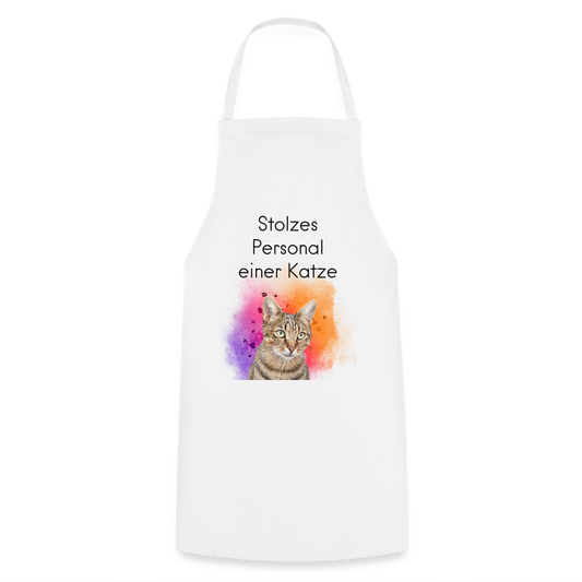Kochschürze „Stolzes Personal einer Katze“ – Für wahre Katzenbedienstete - Weiß