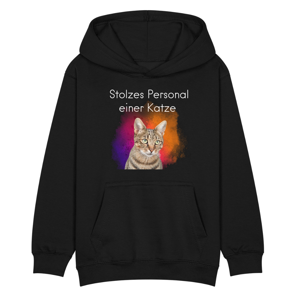 LiNBW. Kinder Hoodie Stolzes Personal einer Katze - Schwarz