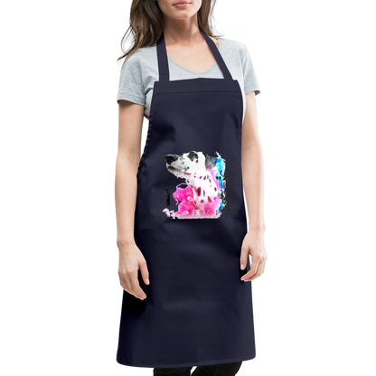 Kochschürze „Life is not just black and white“ – Statement mit Dalmatiner und Farb-Splash - Navy