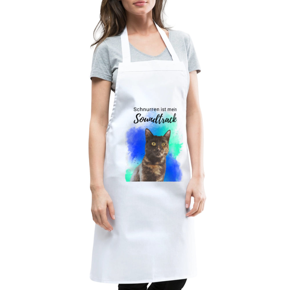Kochschürze „Schnurren ist mein Soundtrack“ – Katzen-Liebe trifft Küchenkunst - Weiß