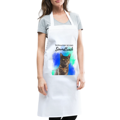 Kochschürze „Schnurren ist mein Soundtrack“ – Katzen-Liebe trifft Küchenkunst - Weiß