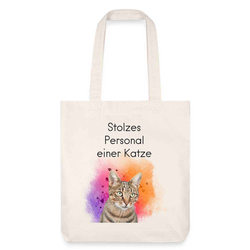 LiNBW. Stoffbeutel Stolzes Personal einer Katze - Naturweiß
