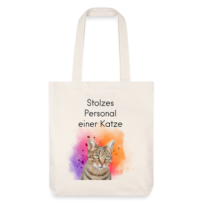 LiNBW. Stoffbeutel Stolzes Personal einer Katze - Naturweiß