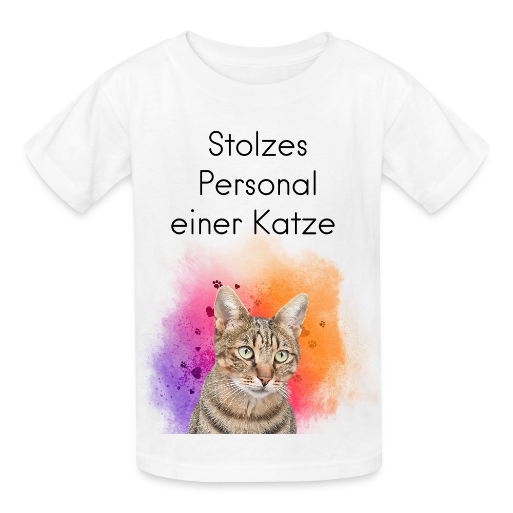 LiNBW. Kinder T-Shirt Stolzes Personal einer Katze - Weiß