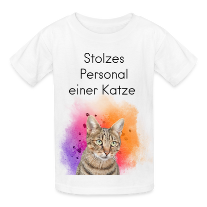 LiNBW. Kinder T-Shirt Stolzes Personal einer Katze - Weiß