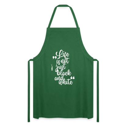 Kochschürze mit Spruch „Life is not just black and white“ – Statement für Küche & Grill - Grün