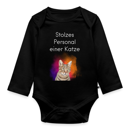 Baby-Body „Stolzes Personal einer Katze“ – Mit frecher Katzenbotschaft - Schwarz