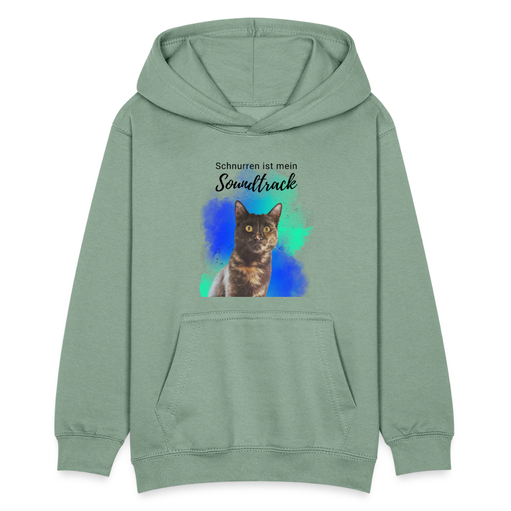 LiNBW. Teenager Hoodie Schnurren ist mein Soundtrack - Graugrün