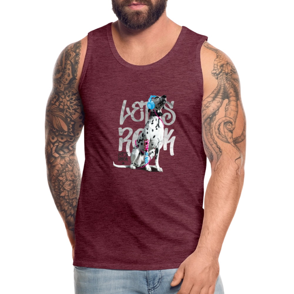 LiNBW. Männer Tank-Top Dalmatiner Let's Rock - Bordeauxrot meliert