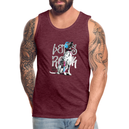 LiNBW. Männer Tank-Top Dalmatiner Let's Rock - Bordeauxrot meliert