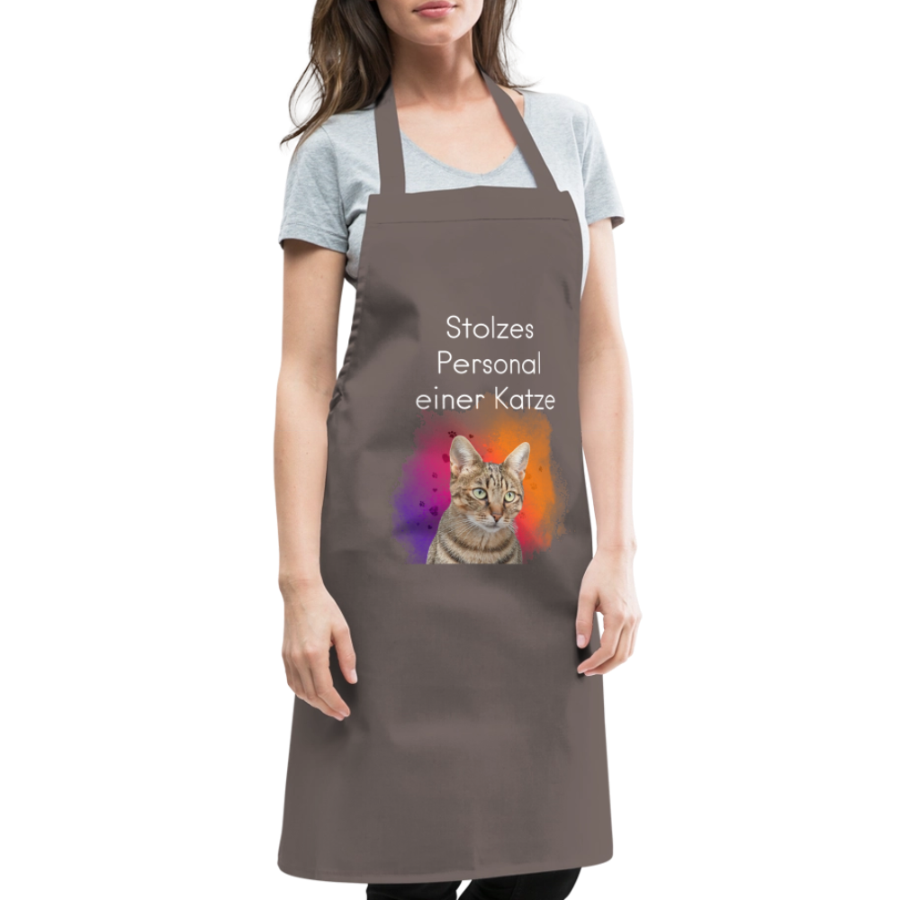 Kochschürze „Stolzes Personal einer Katze“ – Für wahre Katzenbedienstete - Grau