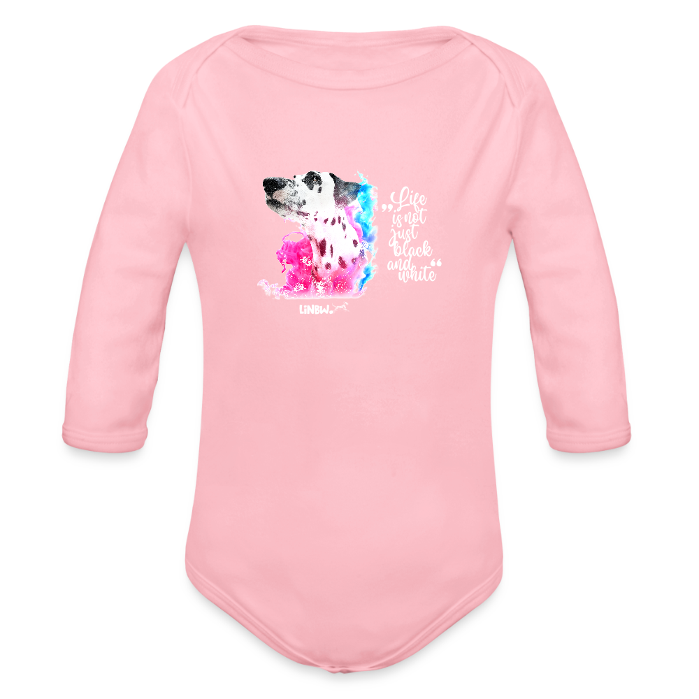 Baby-Body „Life is not just black and white – mit Dalmatiner Boa“ - Hellrosa